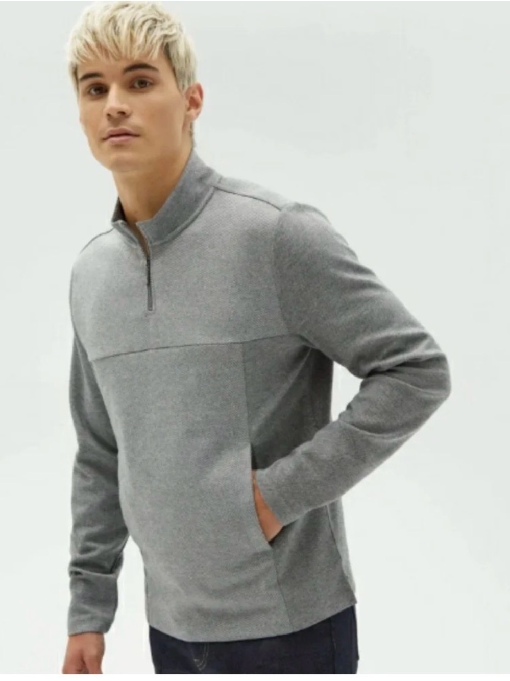 Robert Barakett Quarter-Zip Milligan Sweater - Light Grey
